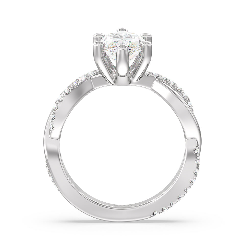 Marquise Cut Twisting Vine Diamond Ring with Lab Grown Diamond in 14KT Platinum view 2
