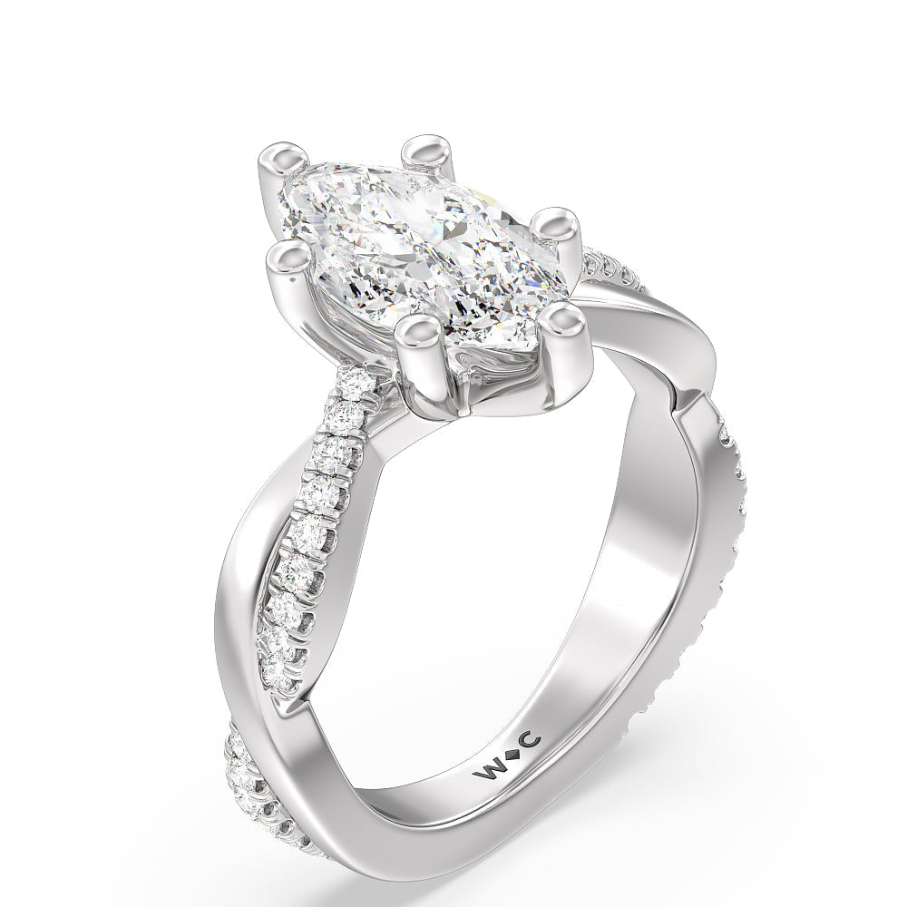 Marquise Cut Twisting Vine Diamond Ring with Lab Grown Diamond in 14KT Platinum view 3
