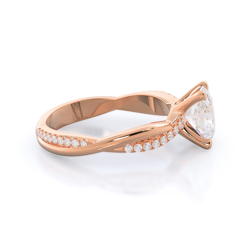 Oval Cut Twisting Vine Diamond Ring with Lab Grown Diamond in 14KT Rose Gold view 3
