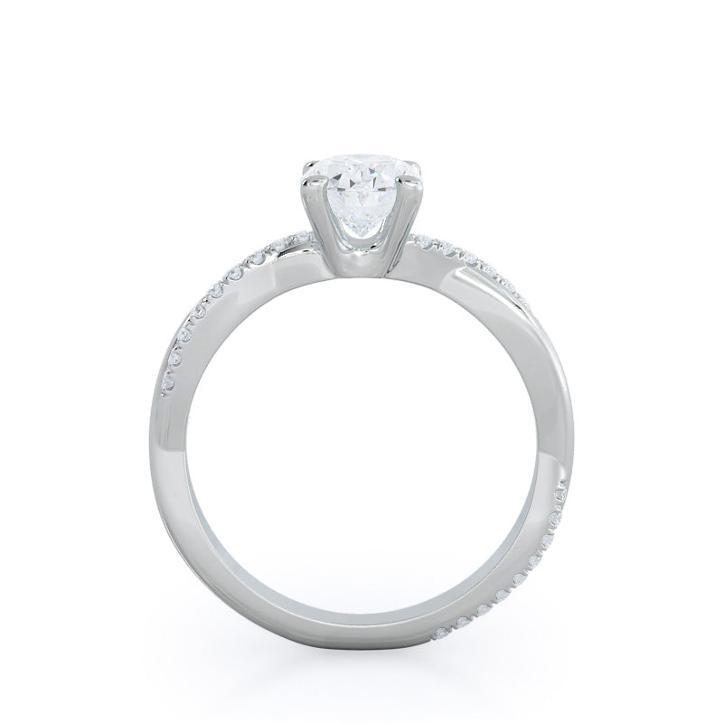 Oval Cut Twisting Vine Diamond Ring with Lab Grown Diamond in 14KT Platinum view 2
