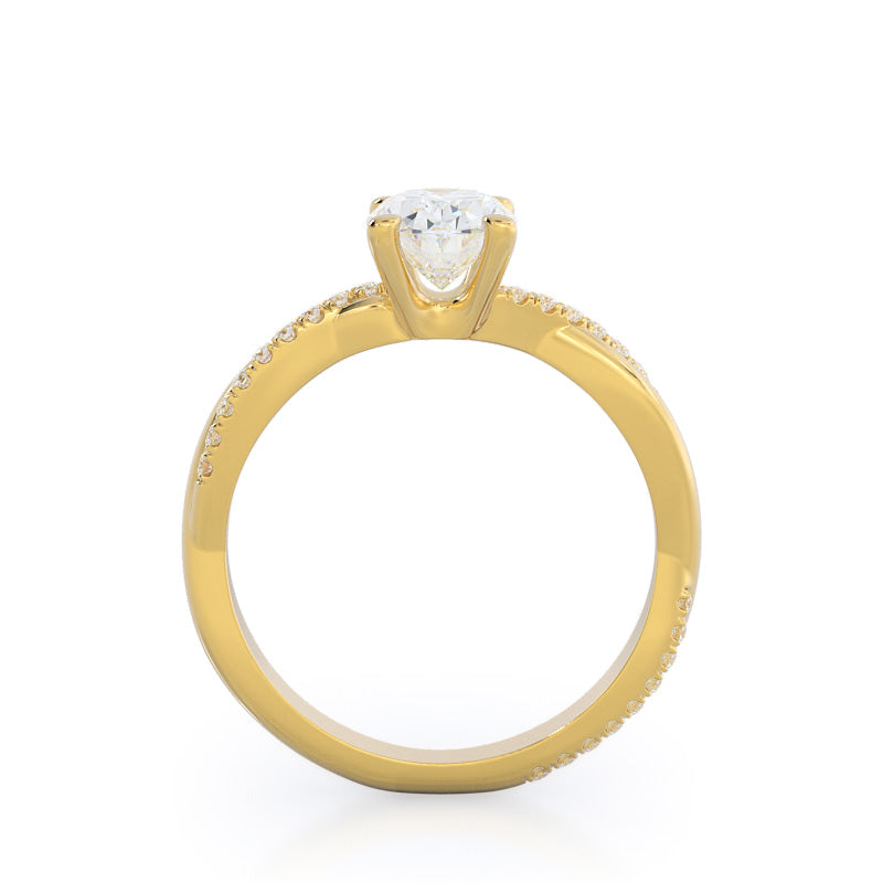 Oval Cut Twisting Vine Diamond Ring with Lab Grown Diamond in 14KT Yellow Gold view 2
