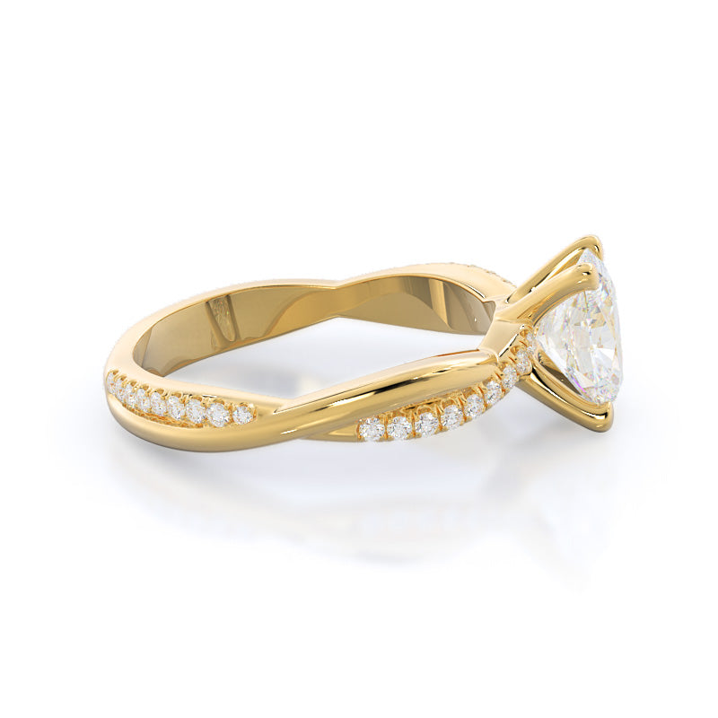 Oval Cut Twisting Vine Diamond Ring with Lab Grown Diamond in 14KT Yellow Gold view 3
