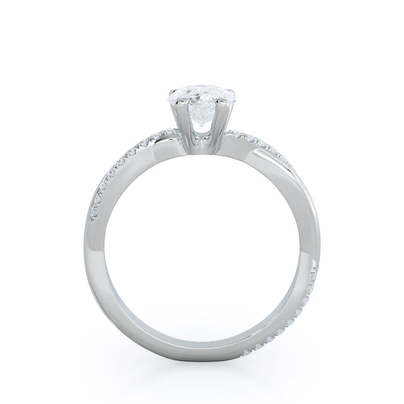 Pear Cut Twisting Vine Diamond Ring with Lab Grown Diamond in 14KT Platinum view 2
