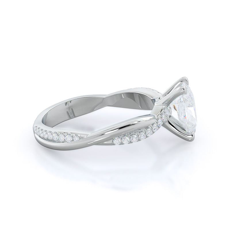 Pear Cut Twisting Vine Diamond Ring with Lab Grown Diamond in 14KT Platinum view 3
