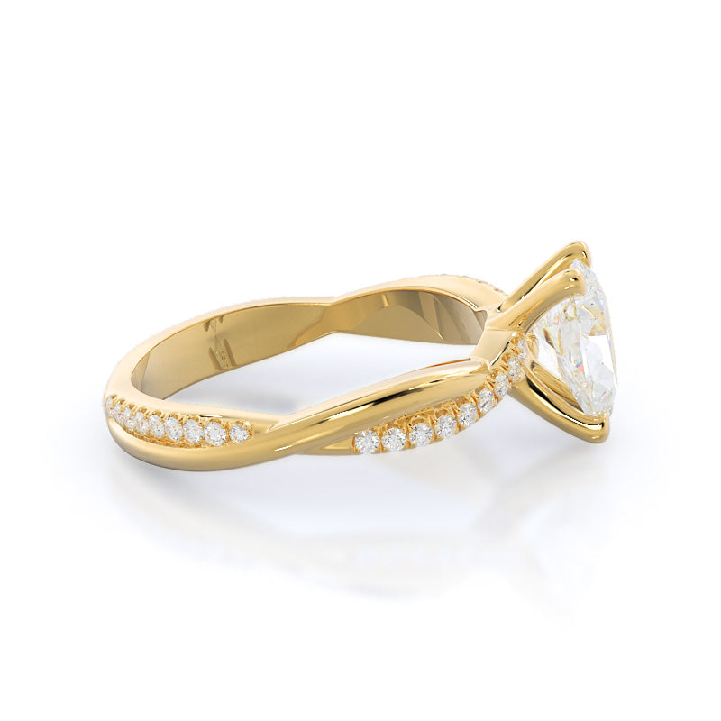 Pear Cut Twisting Vine Diamond Ring with Lab Grown Diamond in 14KT Yellow Gold view 3
