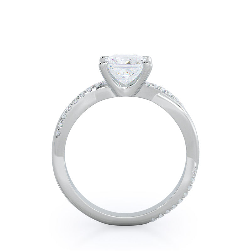 Princess Cut Twisting Vine Diamond Ring with Lab Grown Diamond in 14KT Platinum view 2
