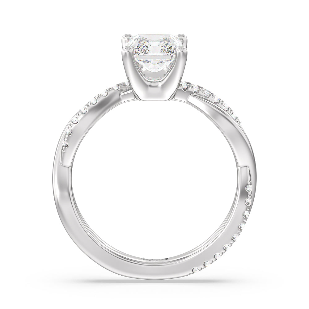 Radiant Cut Twisting Vine Diamond Ring with Lab Grown Diamond in 14KT Platinum view 2
