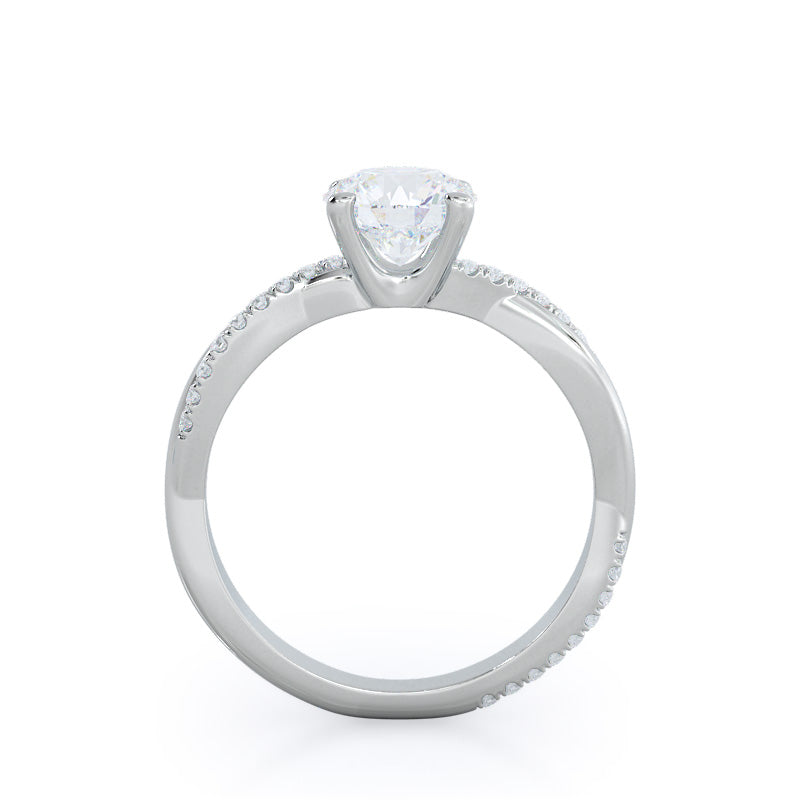 Round Cut Twisting Vine Diamond Ring with Lab Grown Diamond in 14KT Platinum view 2

