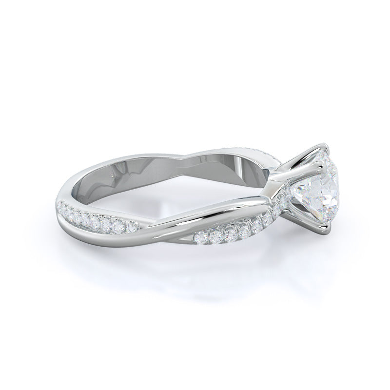 Round Cut Twisting Vine Diamond Ring with Lab Grown Diamond in 14KT Platinum view 3
