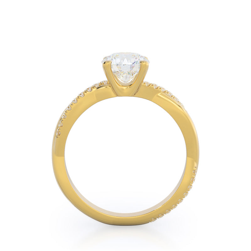 Round Cut Twisting Vine Diamond Ring with Lab Grown Diamond in 14KT Yellow Gold view 2
