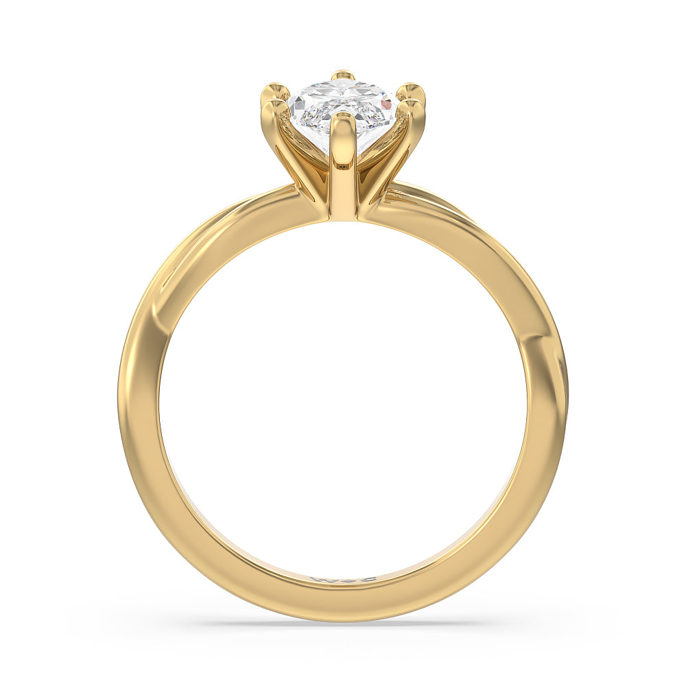 Twisting Solitaire Diamond Ring with Marquise Cut Diamond in 14KT Yellow Gold view 2
