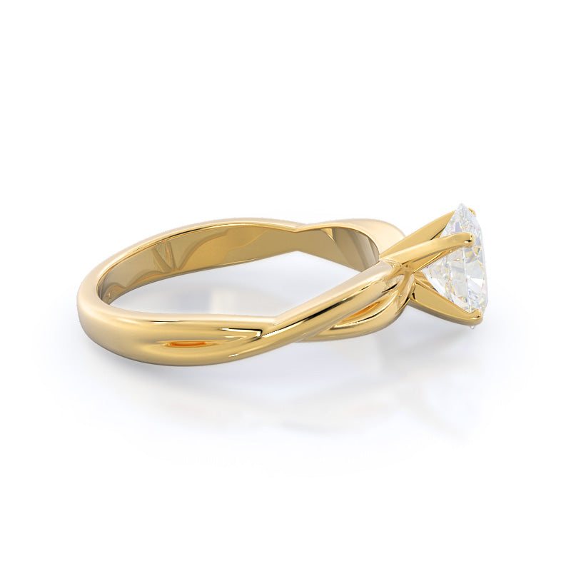 Twisting Solitaire Diamond Ring with Oval Cut Diamond in 14KT Yellow Gold view 3
