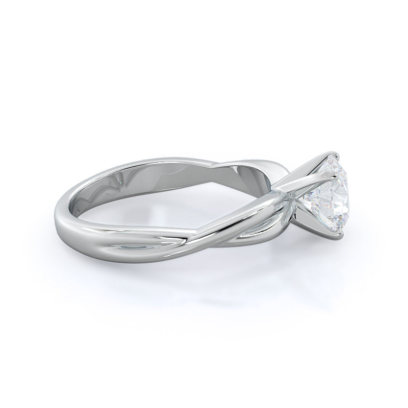 Twisting Solitaire Diamond Ring with Round Cut Diamond in 14KT Platinum view 2
