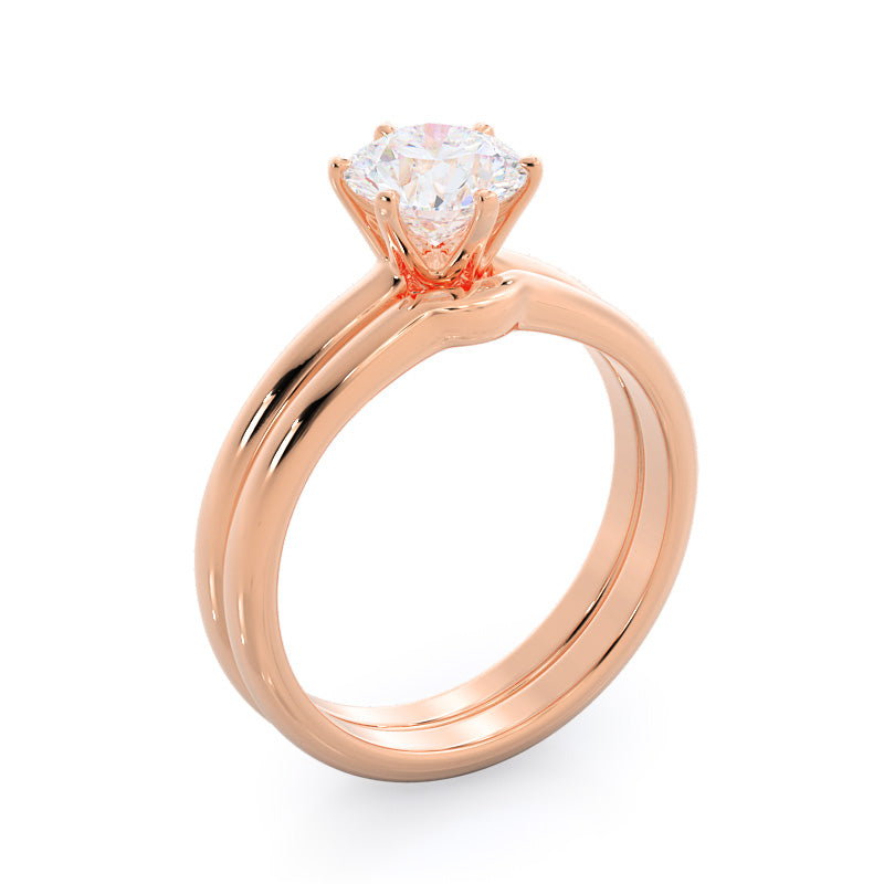 Luminous Six Prong Solitaire Diamond Ring with Oval Cut Diamond in 14KT Rose Gold view 6
