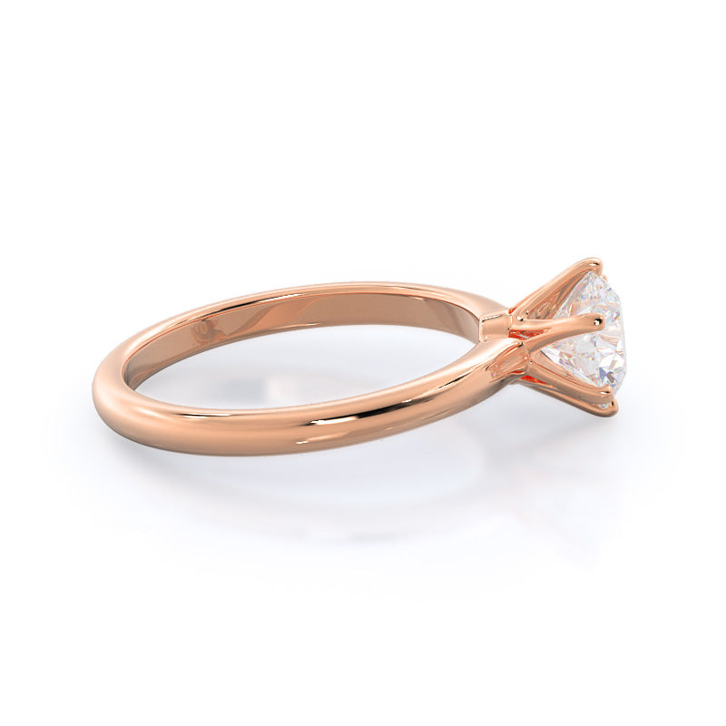 Luminous Six Prong Solitaire Diamond Ring with Round Cut Diamond in 14KT Rose Gold view 3
