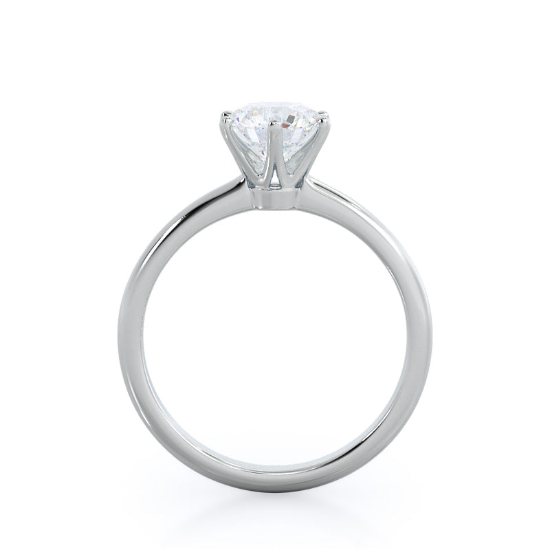 Luminous Six Prong Solitaire Diamond Ring with Round Cut Diamond in 14KT Platinum view 2
