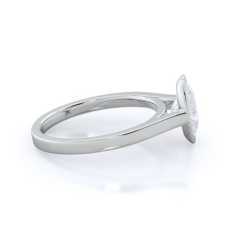 Bezel Solitaire Engagement Ring with Oval Cut Diamond in 14KT Platinum view 3

