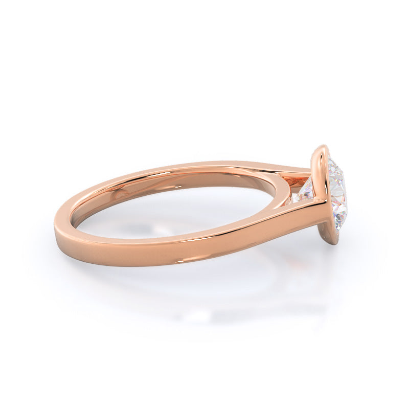 Bezel Solitaire Engagement Ring with Round Cut Diamond in 14KT Rose Gold view 3
