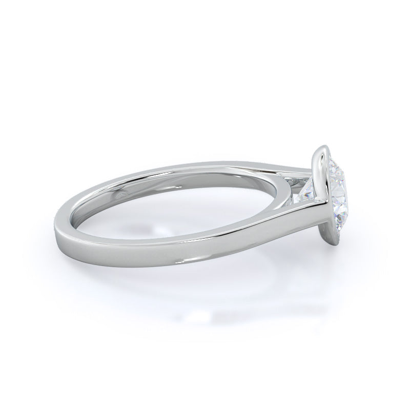 Bezel Solitaire Engagement Ring with Round Cut Diamond in 14KT Platinum view 3
