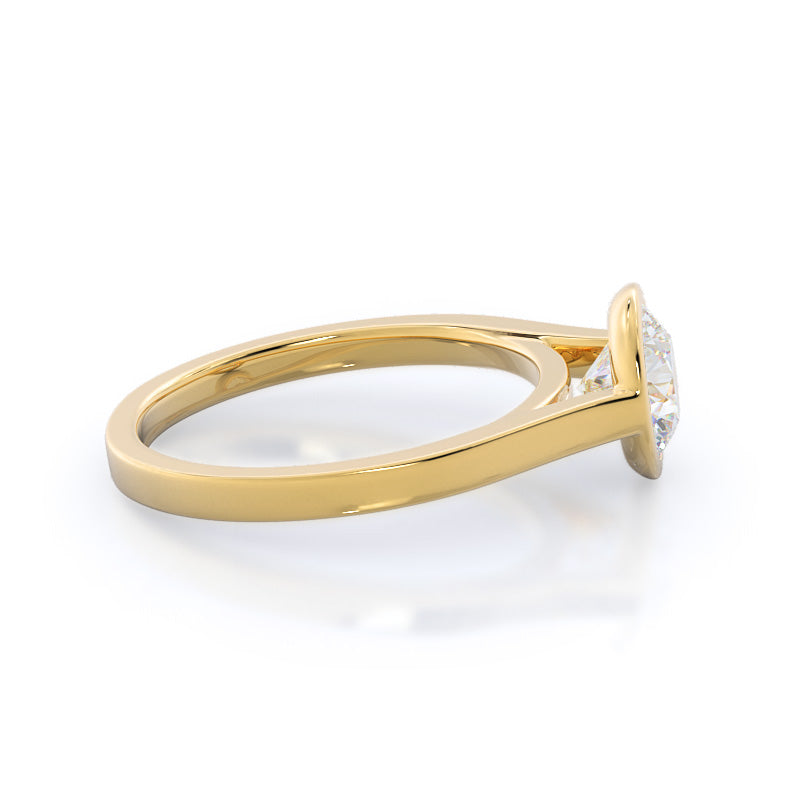 Bezel Solitaire Engagement Ring with Round Cut Diamond in 14KT Yellow Gold view 3
