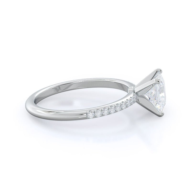 Micro pave Diamond Engagement Ring with Princess Cut Diamond in 14KT Platinum view 3
