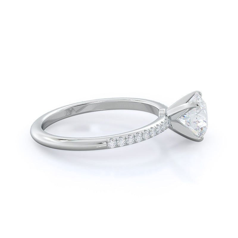 Micro pave Diamond Engagement Ring with Round Cut Diamond in 14KT Platinum view 3
