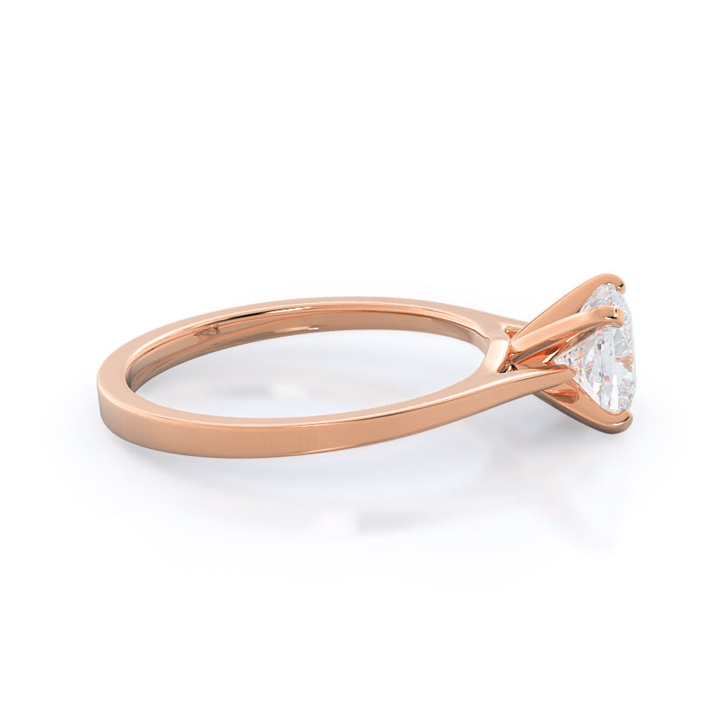 Sleek Cathedral Solitaire Engagement Ring with Cushion Cut Diamond in 14KT Rose Gold view 3
