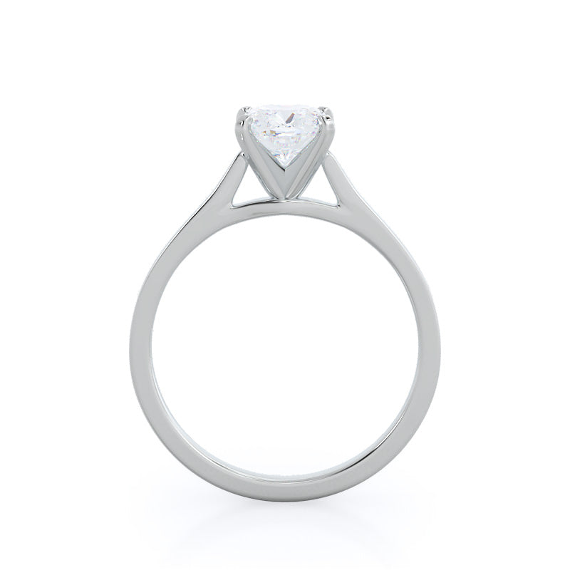 Sleek Cathedral Solitaire Engagement Ring with Cushion Cut Diamond in 14KT Platinum view 2
