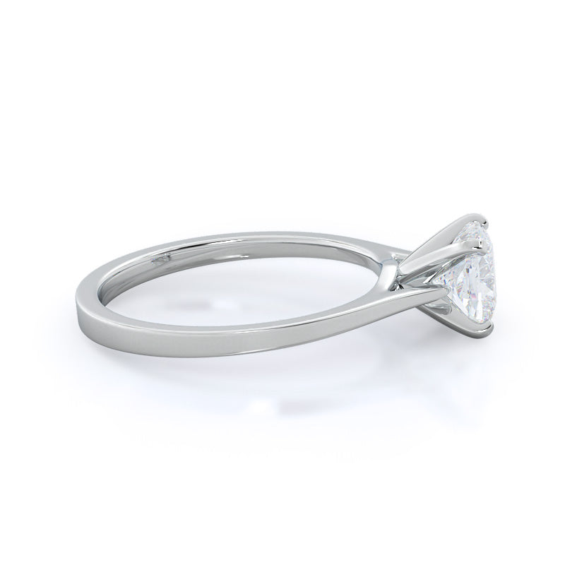 Sleek Cathedral Solitaire Engagement Ring with Cushion Cut Diamond in 14KT Platinum view 3
