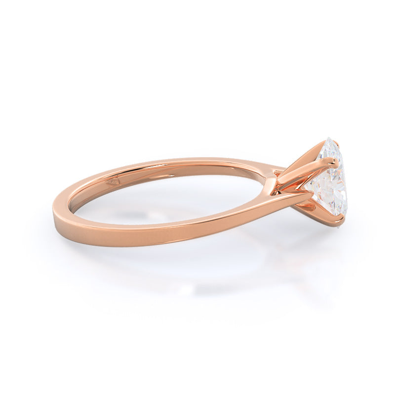 Sleek Cathedral Solitaire Engagement Ring with Oval Cut Diamond in 14KT Rose Gold view 3
