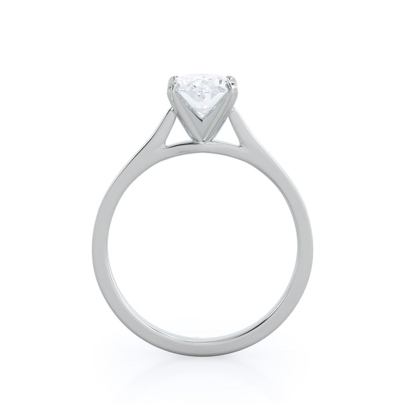 Sleek Cathedral Solitaire Engagement Ring with Oval Cut Diamond in 14KT Platinum view 2
