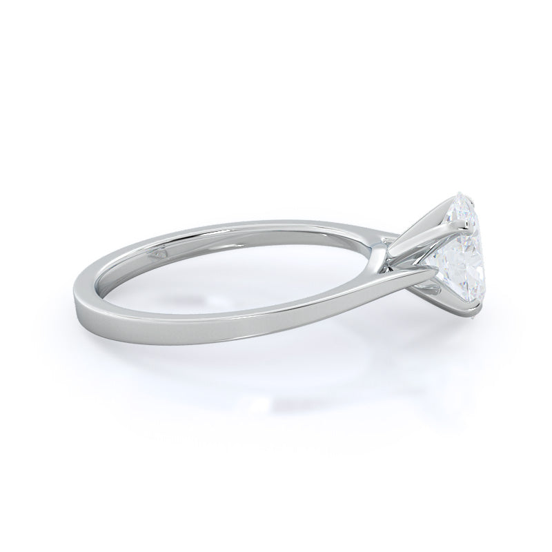 Sleek Cathedral Solitaire Engagement Ring with Oval Cut Diamond in 14KT Platinum view 3
