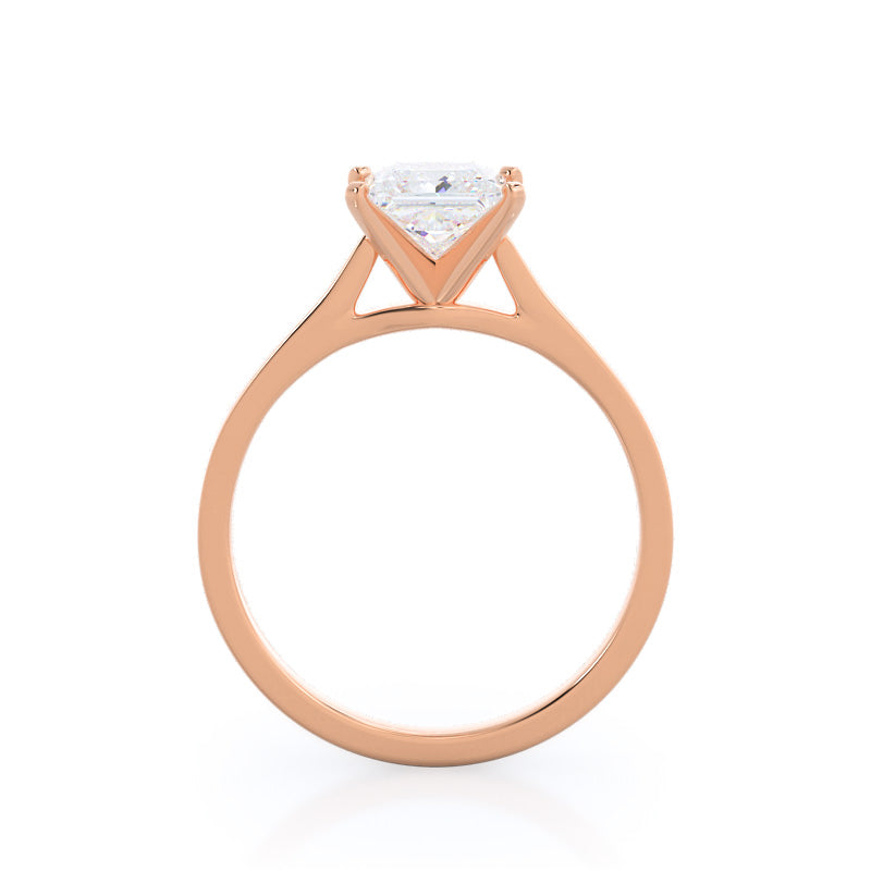 Sleek Cathedral Solitaire Engagement Ring with Princess Cut Diamond in 14KT Rose Gold view 2
