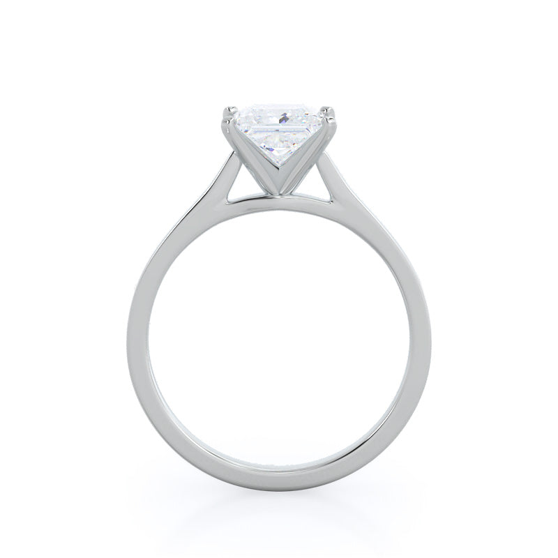 Sleek Cathedral Solitaire Engagement Ring with Princess Cut Diamond in 14KT Platinum view 2
