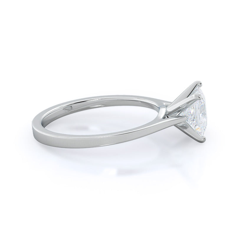 Sleek Cathedral Solitaire Engagement Ring with Princess Cut Diamond in 14KT Platinum view 3
