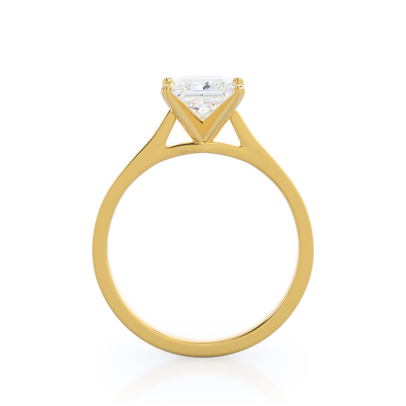 Sleek Cathedral Solitaire Engagement Ring with Princess Cut Diamond in 14KT Yellow Gold view 2
