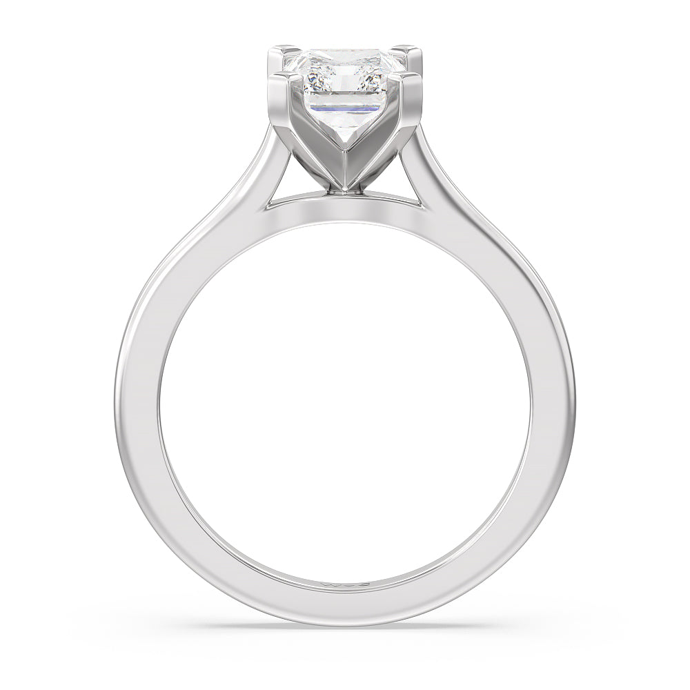 Sleek Cathedral Solitaire Engagement Ring with Radiant Cut Diamond in 14KT Platinum view 2
