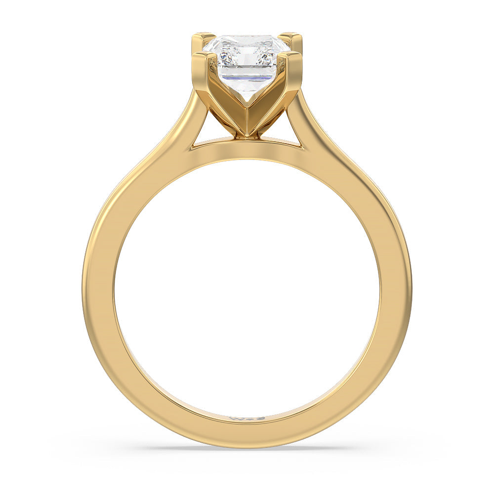 Sleek Cathedral Solitaire Engagement Ring with Radiant Cut Diamond in 14KT Yellow Gold view 2
