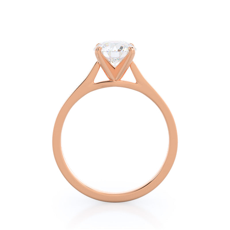 Sleek Cathedral Solitaire Engagement Ring with Round Cut Diamond in 14KT Rose Gold view 2
