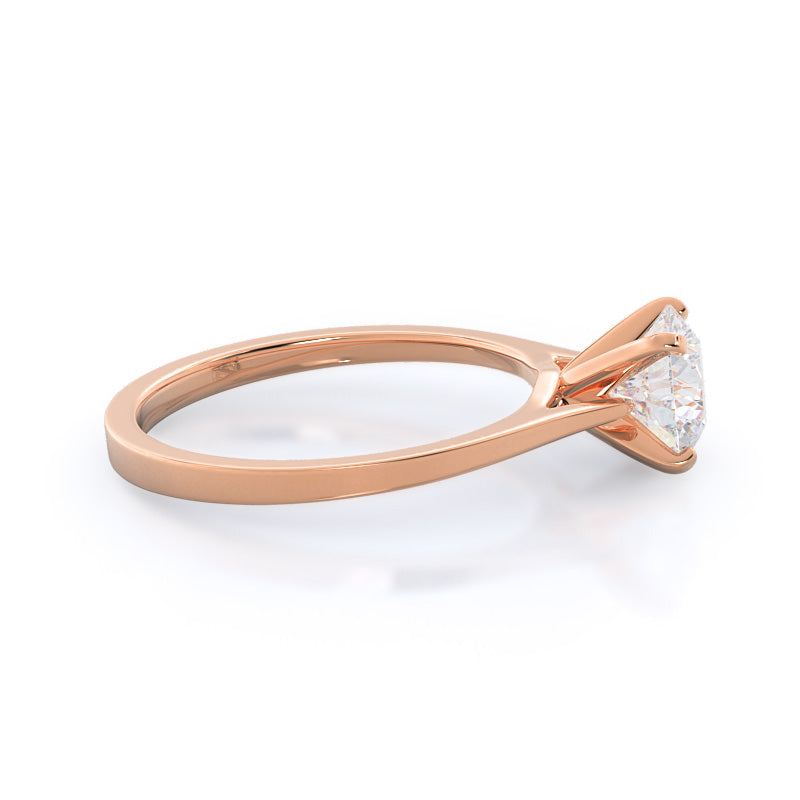 Sleek Cathedral Solitaire Engagement Ring with Round Cut Diamond in 14KT Rose Gold view 3
