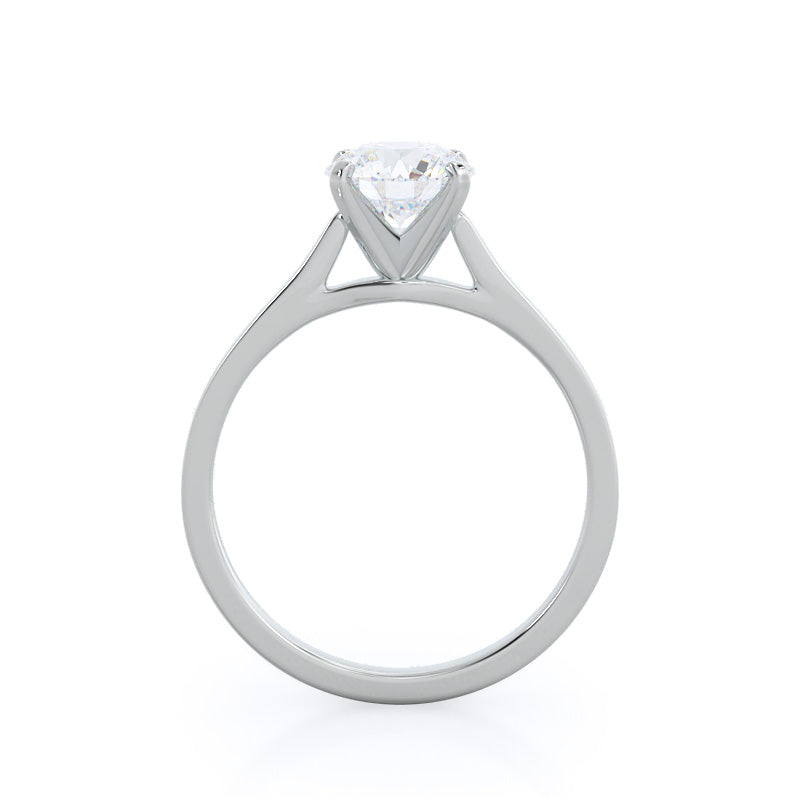 Sleek Cathedral Solitaire Engagement Ring with Round Cut Diamond in 14KT Platinum view 2
