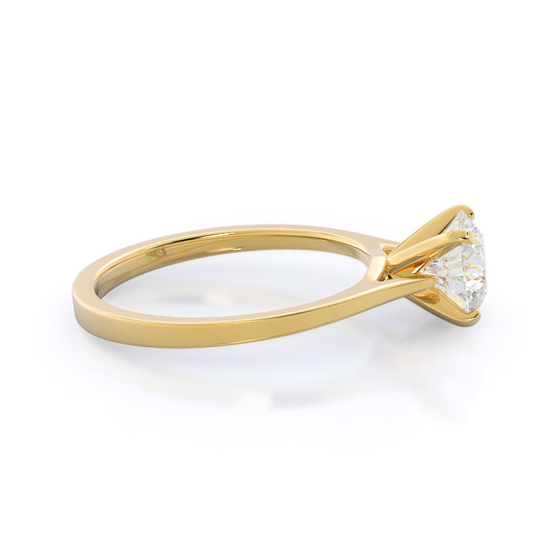 Sleek Cathedral Solitaire Engagement Ring with Round Cut Diamond in 14KT Yellow Gold view 3
