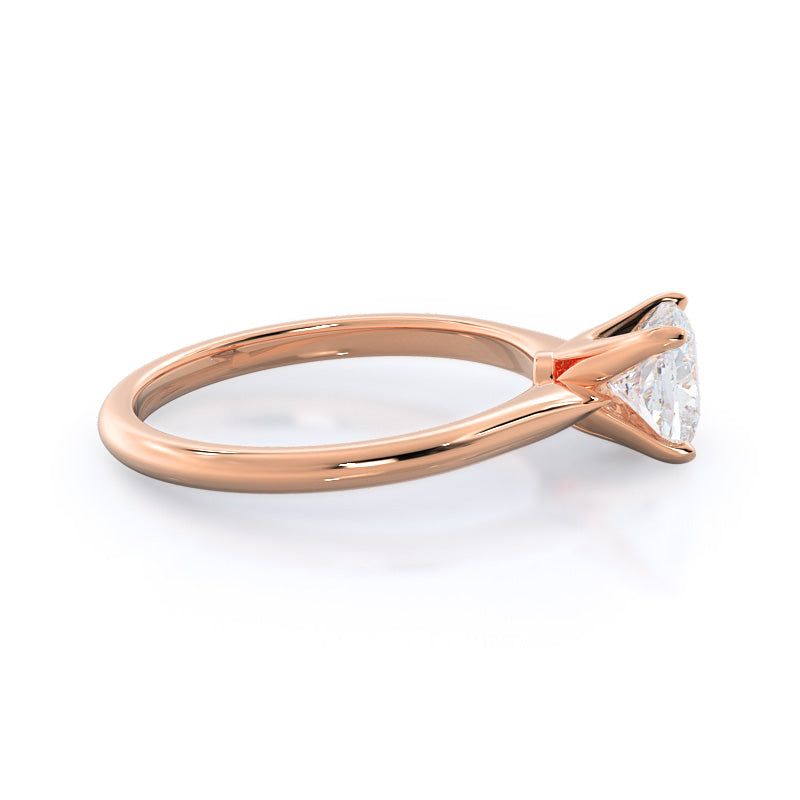 Noveau Four Prong Solitaire Engagement Ring with Cushion Cut Diamond in 14KT Rose Gold view 3
