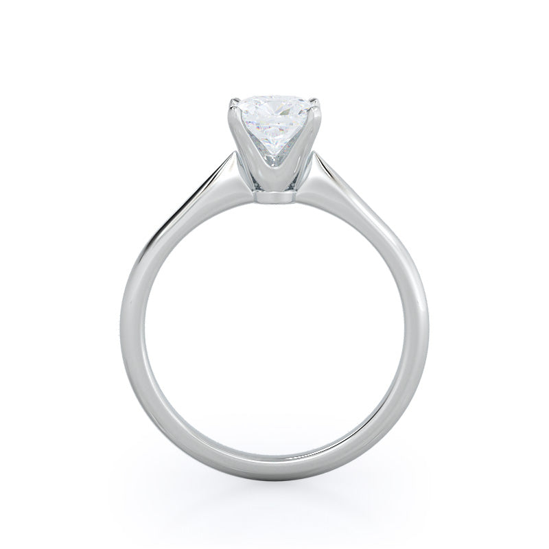 Noveau Four Prong Solitaire Engagement Ring with Cushion Cut Diamond in 14KT Platinum view 2
