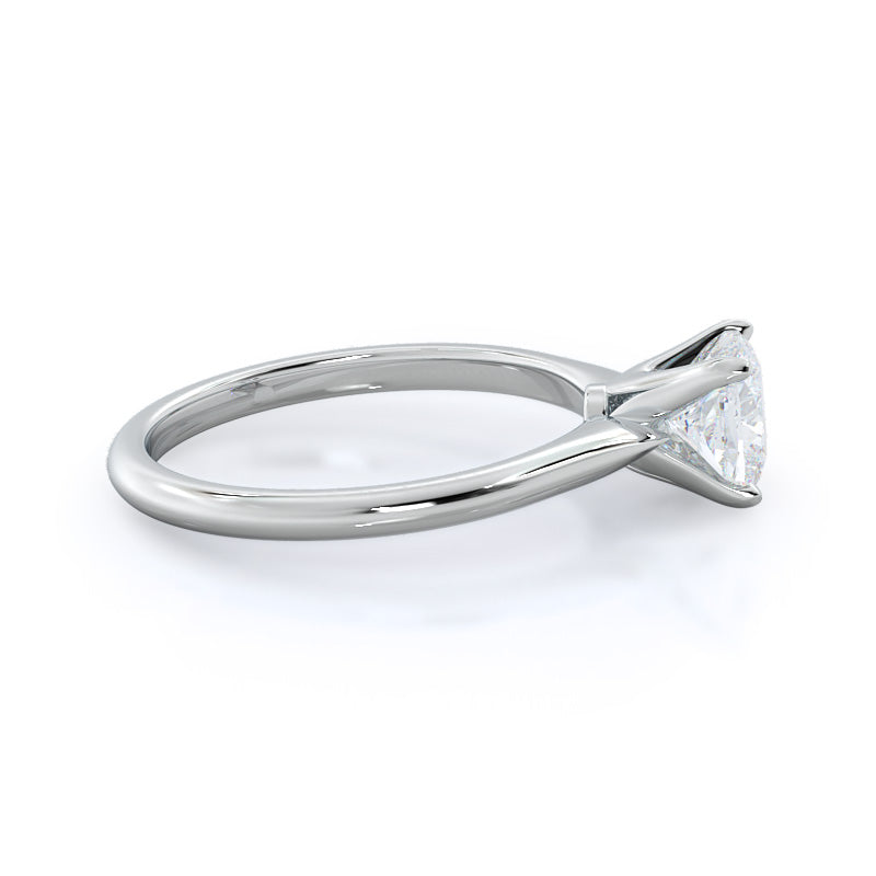 Noveau Four Prong Solitaire Engagement Ring with Cushion Cut Diamond in 14KT Platinum view 3
