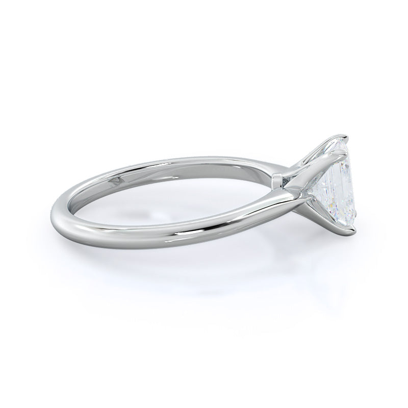 Noveau Four Prong Solitaire Engagement Ring with Emerald Cut Diamond in 14KT Platinum view 3
