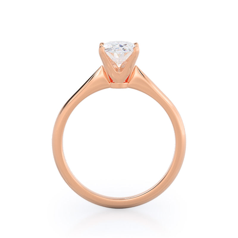 Noveau Four Prong Solitaire Engagement Ring with Oval Cut Diamond in 14KT Rose Gold view 2
