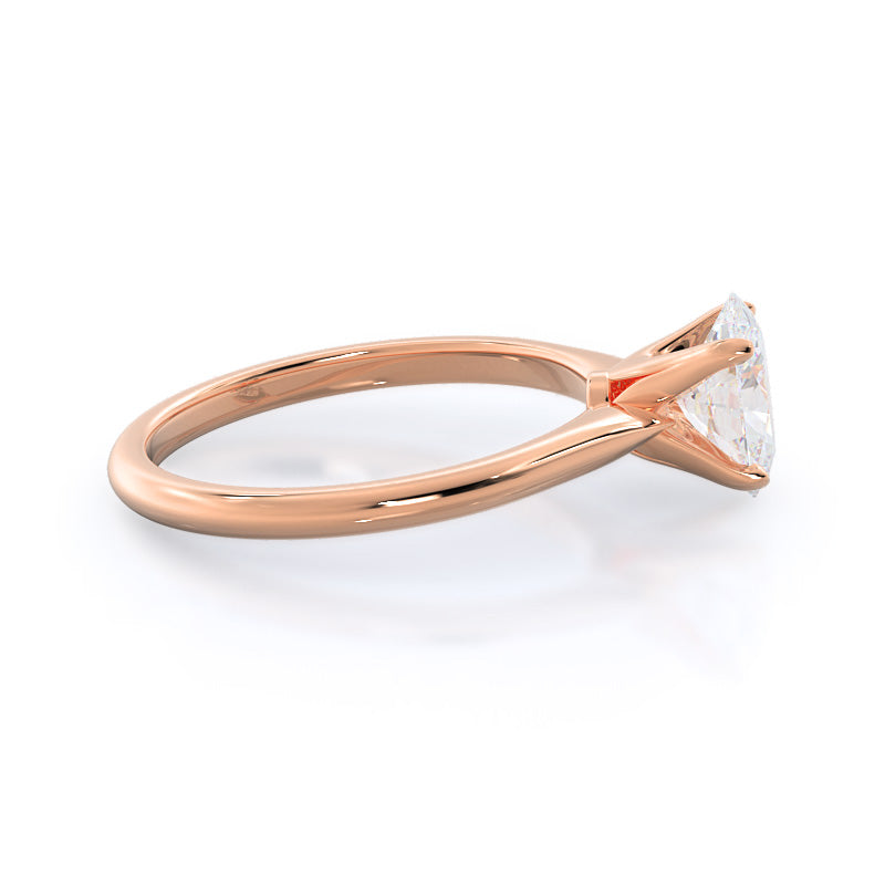 Noveau Four Prong Solitaire Engagement Ring with Oval Cut Diamond in 14KT Rose Gold view 3
