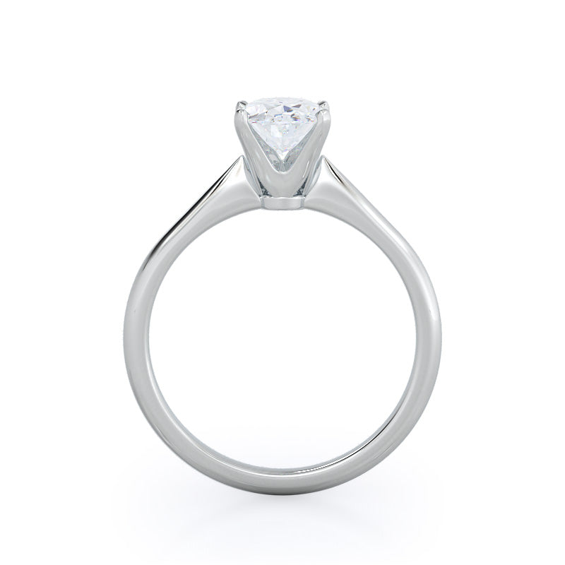 Noveau Four Prong Solitaire Engagement Ring with Oval Cut Diamond in 14KT Platinum view 2
