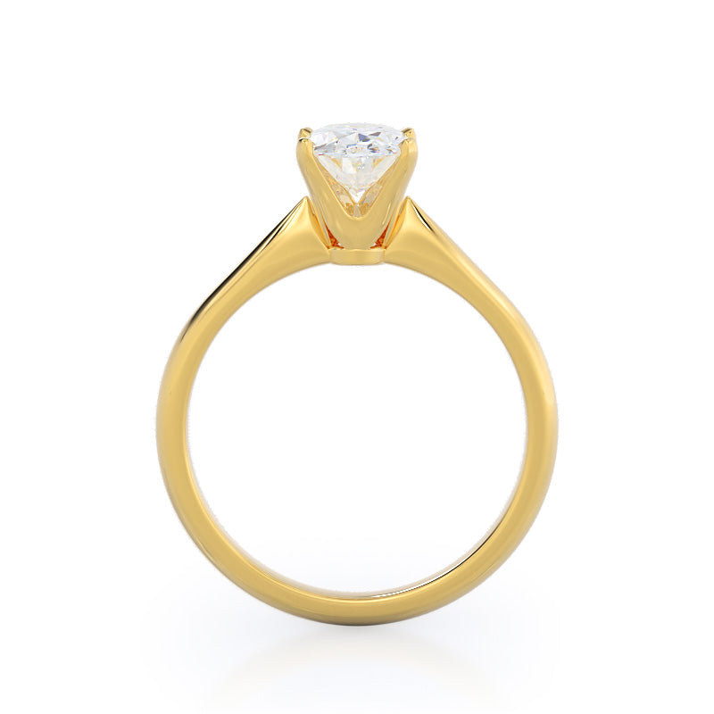 Noveau Four Prong Solitaire Engagement Ring with Oval Cut Diamond in 14KT Yellow Gold view 2
